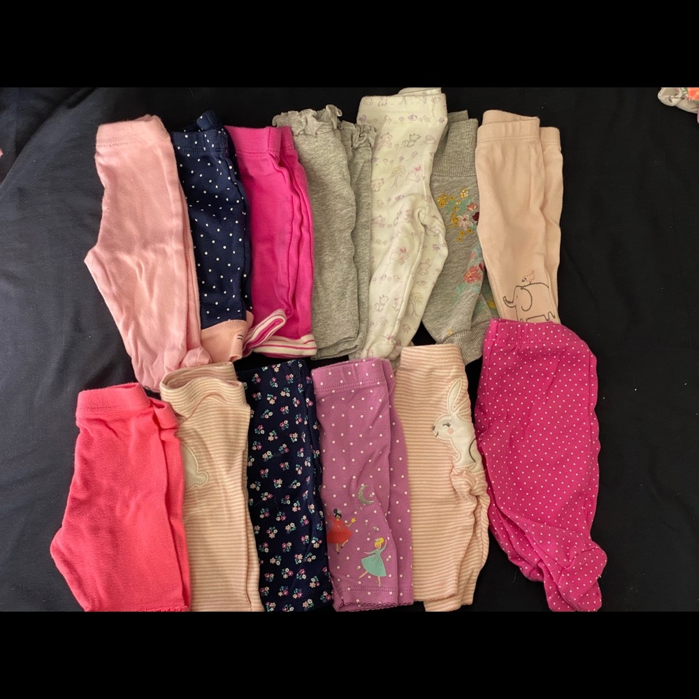 Lot of 19 newborn pants and 1 pair of tights
